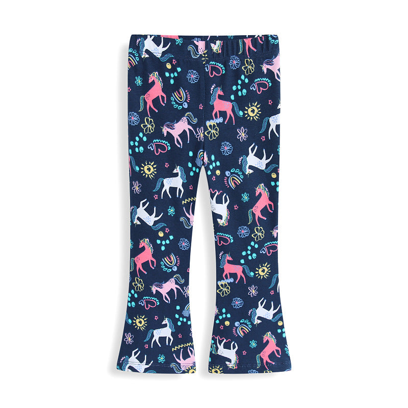 Mädchen Leggings mit verspieltem Einhorn- und Blütenmuster R&B