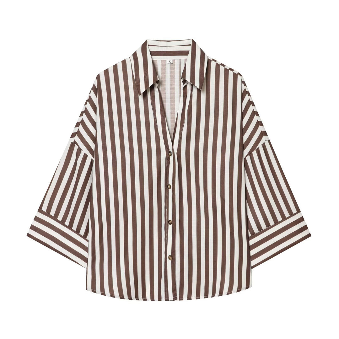 Damen Hemdblusenshirt mit lässigem Schnitt und eleganten 3/4-Ärmeln R&B