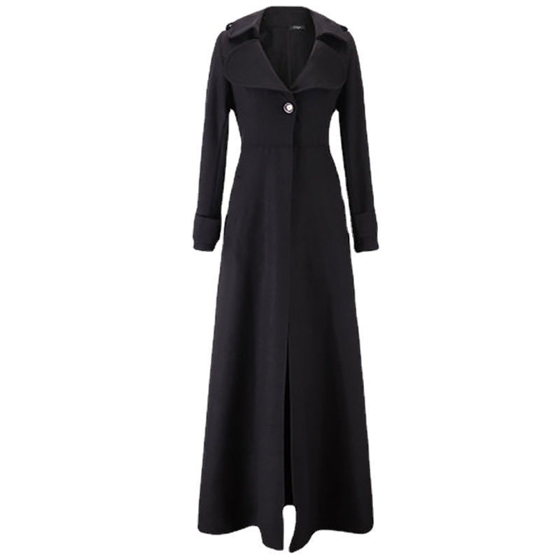Damen Eleganter Langmantel mit klassischem Revers und modernen Akzenten R&B