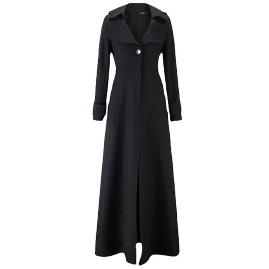 Damen Eleganter Langmantel mit klassischem Revers und modernen Akzenten R&B