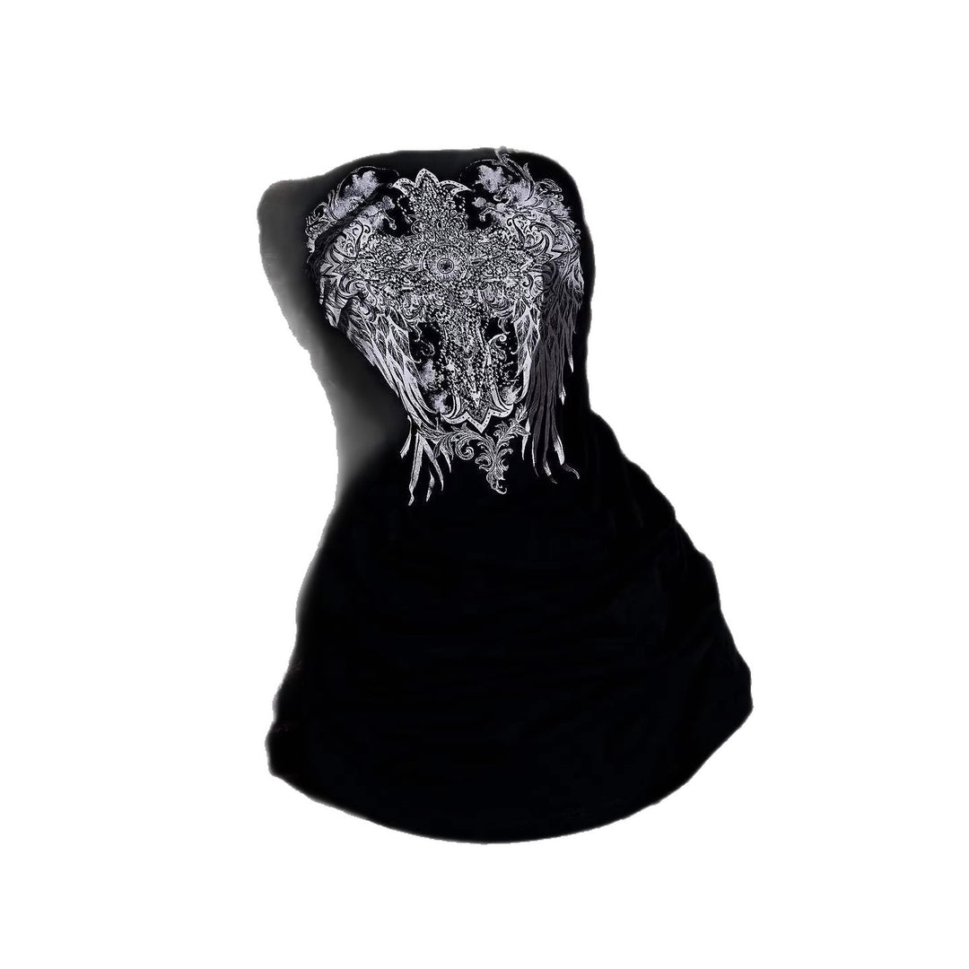 Damen Strapless Minikleid mit aufwendigem Grafikdesign R&B