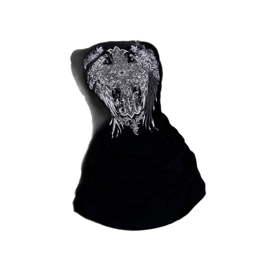 Damen Strapless Minikleid mit aufwendigem Grafikdesign R&B