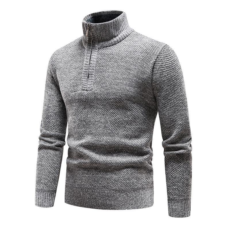 Herren Pullover mit halbem Reißverschluss und strukturiertem Design R&B