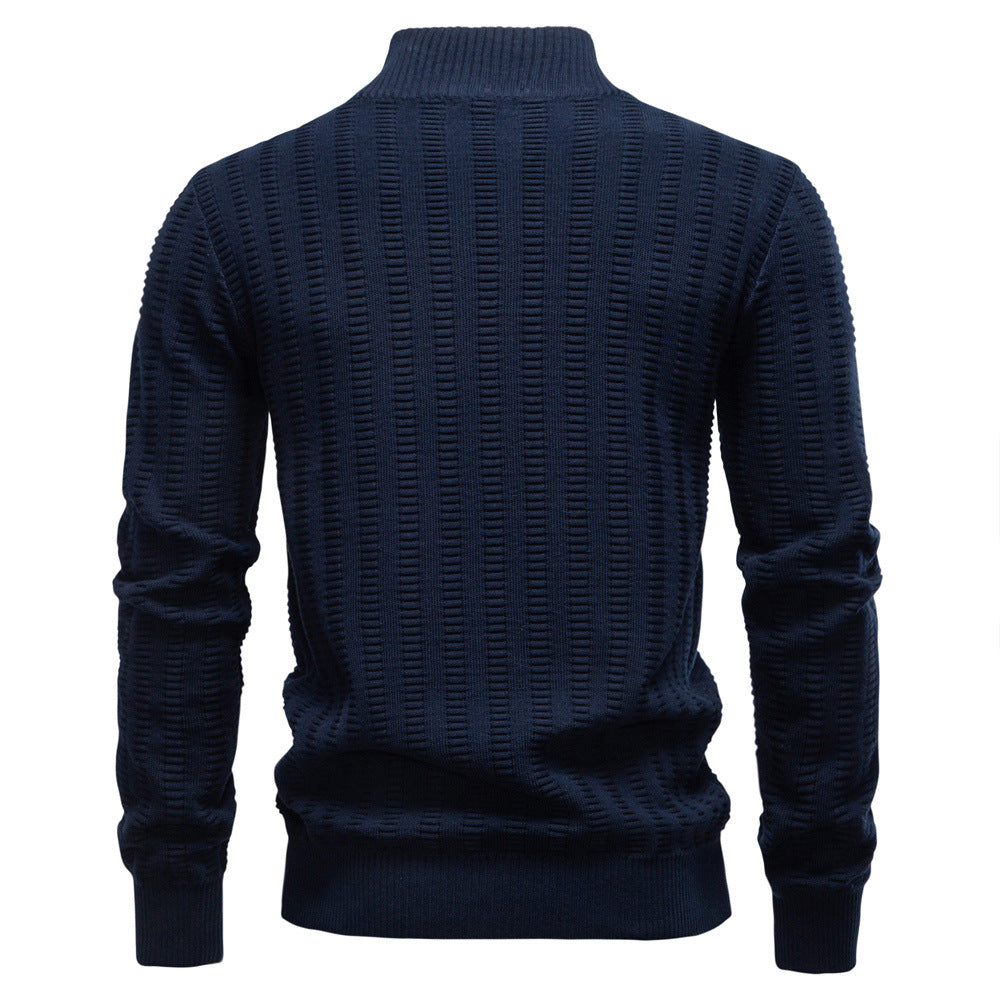 Herren Pullover mit strukturiertem Design und halbem Reißverschluss