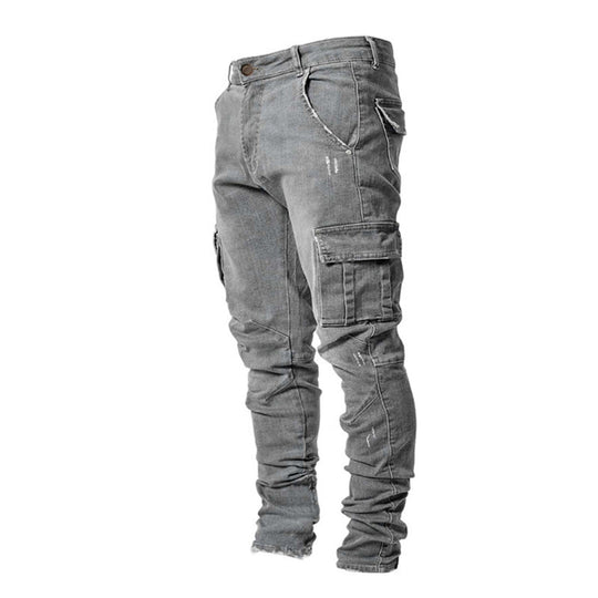 Herren Cargo-Jeans mit modischen Seitentaschen und lässigem Schnitt R&B