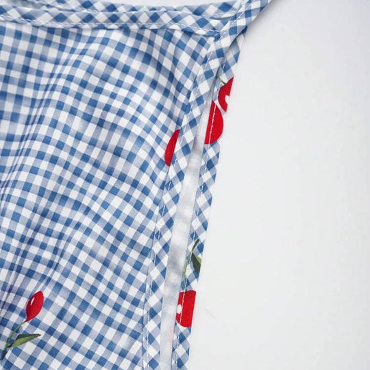 Damen Bluse mit floralem Karo-Muster und Rüschensaum R&B