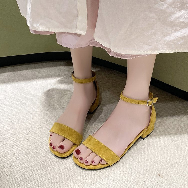 Damen bequeme Riemensandalen mit verstellbarem Fesselriemen und mittelhohem Blockabsatz R&B