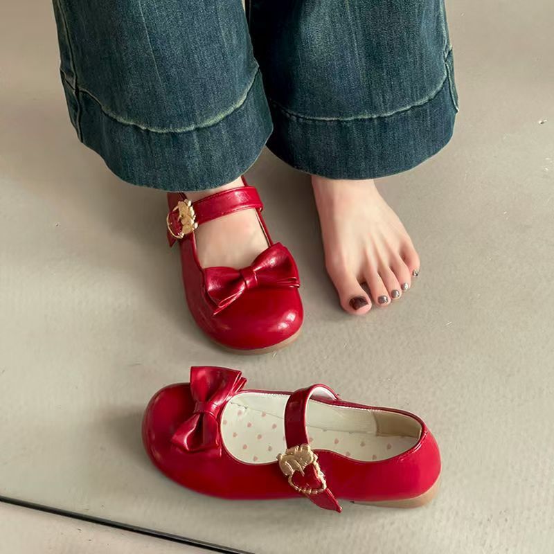 Damen elegante Mary Jane Ballerinas mit Schleifenverzierung R&B