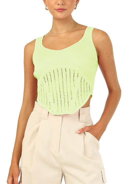 Damen Crop-Top mit strukturiertem Netzlook und hohem Schnitt R&B