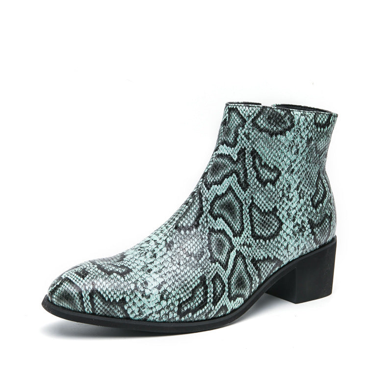 Damen Modische Ankle Boots mit schickem Schlangenleder-Design R&B