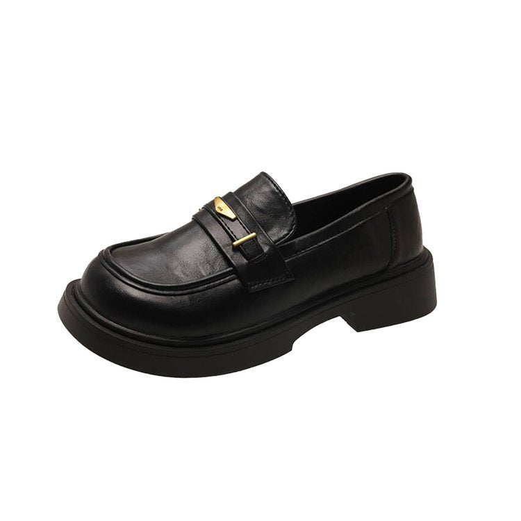 Damen Modische Leder-Slipper mit goldenen Akzenten