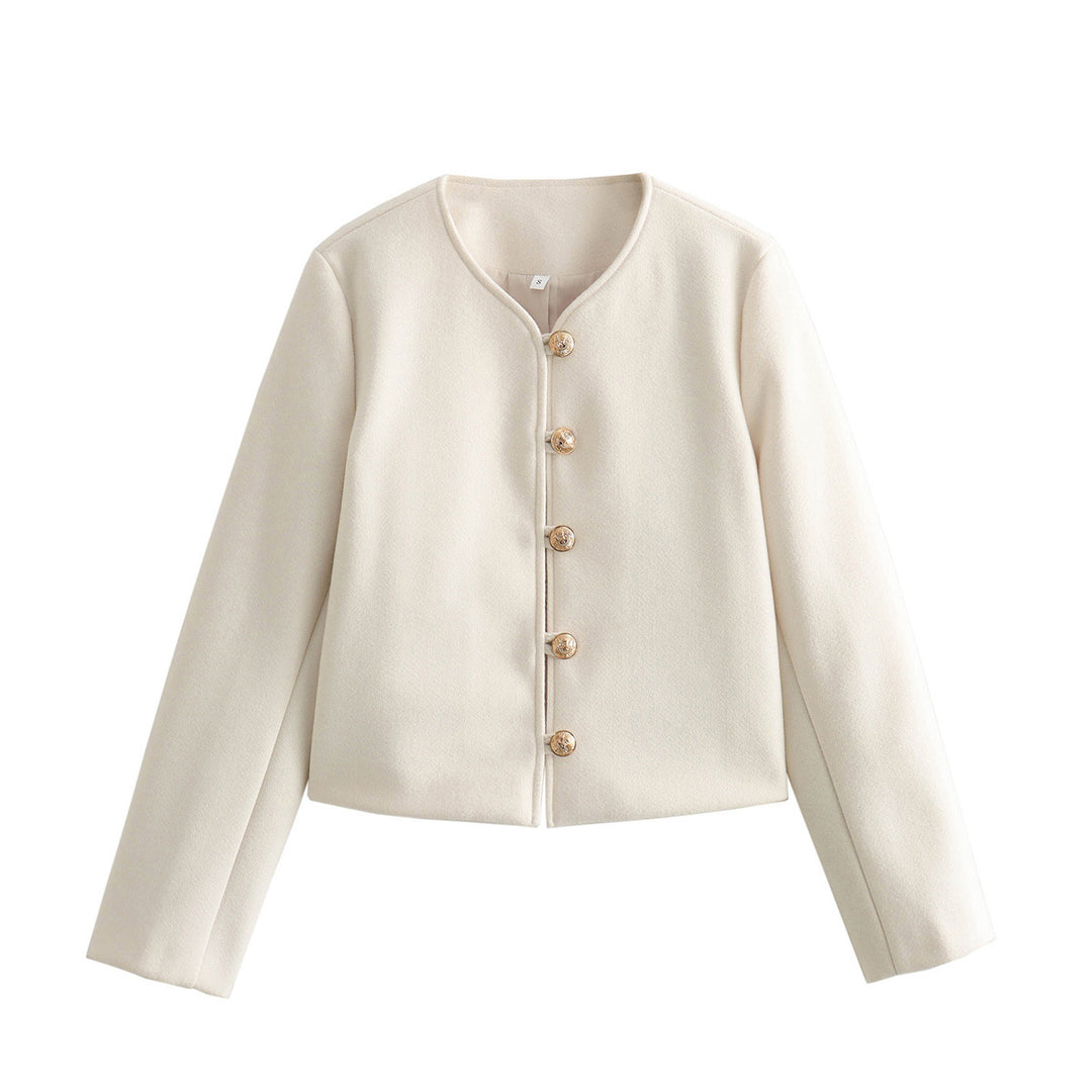 Damen elegante Kurzjacke mit strukturierten Knopfdetails R&B