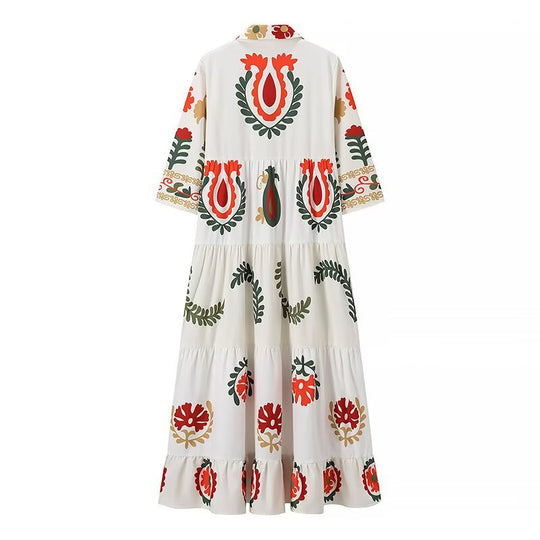 Damen Maxikleid mit floralem Muster und schwingendem Saum R&B