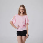 Damen lässiges Oversized-T-Shirt mit raffinierten Rüschendetails R&B