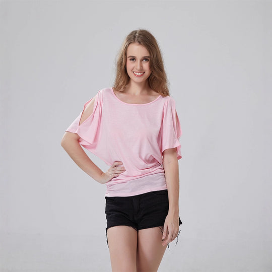 Damen lässiges Oversized-T-Shirt mit raffinierten Rüschendetails R&B