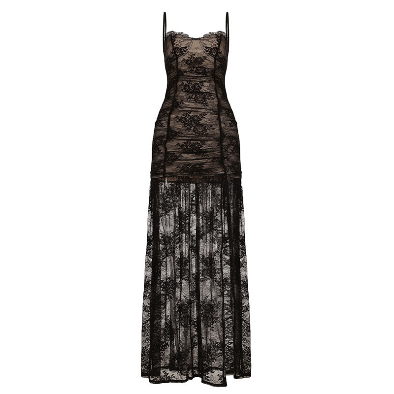 Damen Spitzenkleid mit raffinierten Rüschendetails R&B
