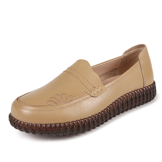 Damen Mokassins aus hochwertigem Leder mit rutschfester Sohle und elastischen Einsätzen R&B