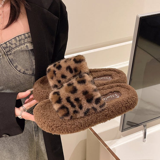 Damen Flauschige Hausschuhe mit tierischem Muster R&B