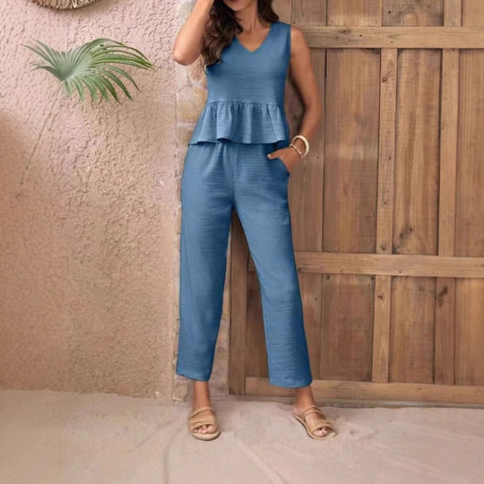 Damen Eleganter Jumpsuit mit modernen Raffungen und lässigem Schnitt Heidi-Mode