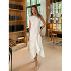 Damen Midi-Kleid mit asymmetrischem Saum und elegantem Schnitt R&B