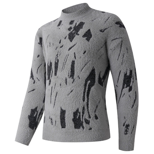 Damen modischer Pullover mit strukturiertem Muster und hohen Kragen R&B