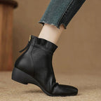 Damen Elegante Ankle Boots mit Rüschenrand und seitlichem Reißverschluss