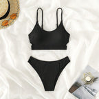 Damen Triangel-Bikini-Set mit verstellbaren Trägern und hohem Beinausschnitt R&B