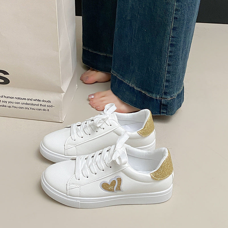 Damen Sneakers mit Glitzerelementen und Herzmotiv R&B