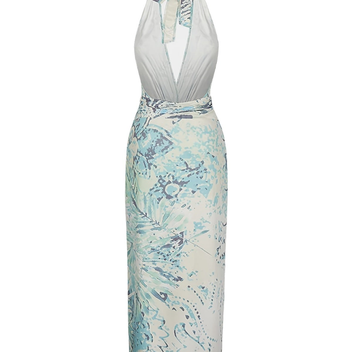 Damen Maxi-Kleid mit raffinierten Drapierungen und dekorativer Satineinfassung R&B