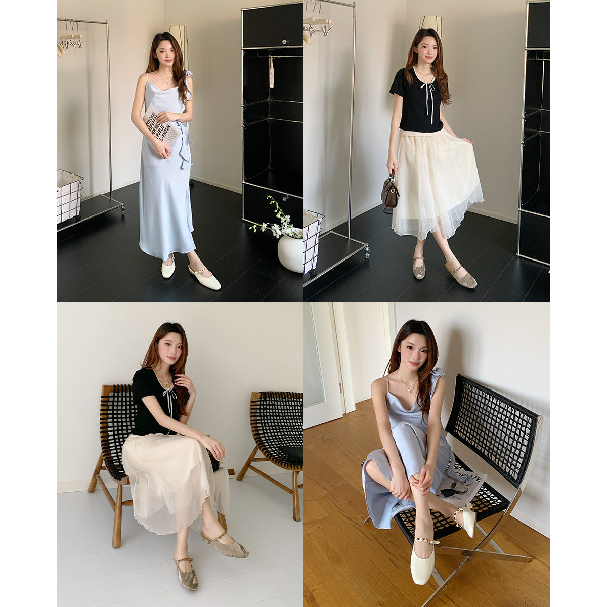 Damen elegante Mules mit komfortablem Riemen und schimmerndem Obermaterial