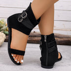 Damen modische Offene Stiefelsandalen mit Schnallen- und Reißverschluss-Detail R&B