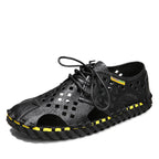 Herren Atmungsaktive Leder-Sandalen mit perforiertem Design und rutschfester Sohle R&B