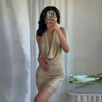 Damen glamouröses Pailletten-Minikleid R&B
