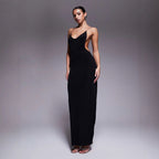 Damen Maxikleid mit tiefem V-Ausschnitt und seitlichen Cut-Outs R&B