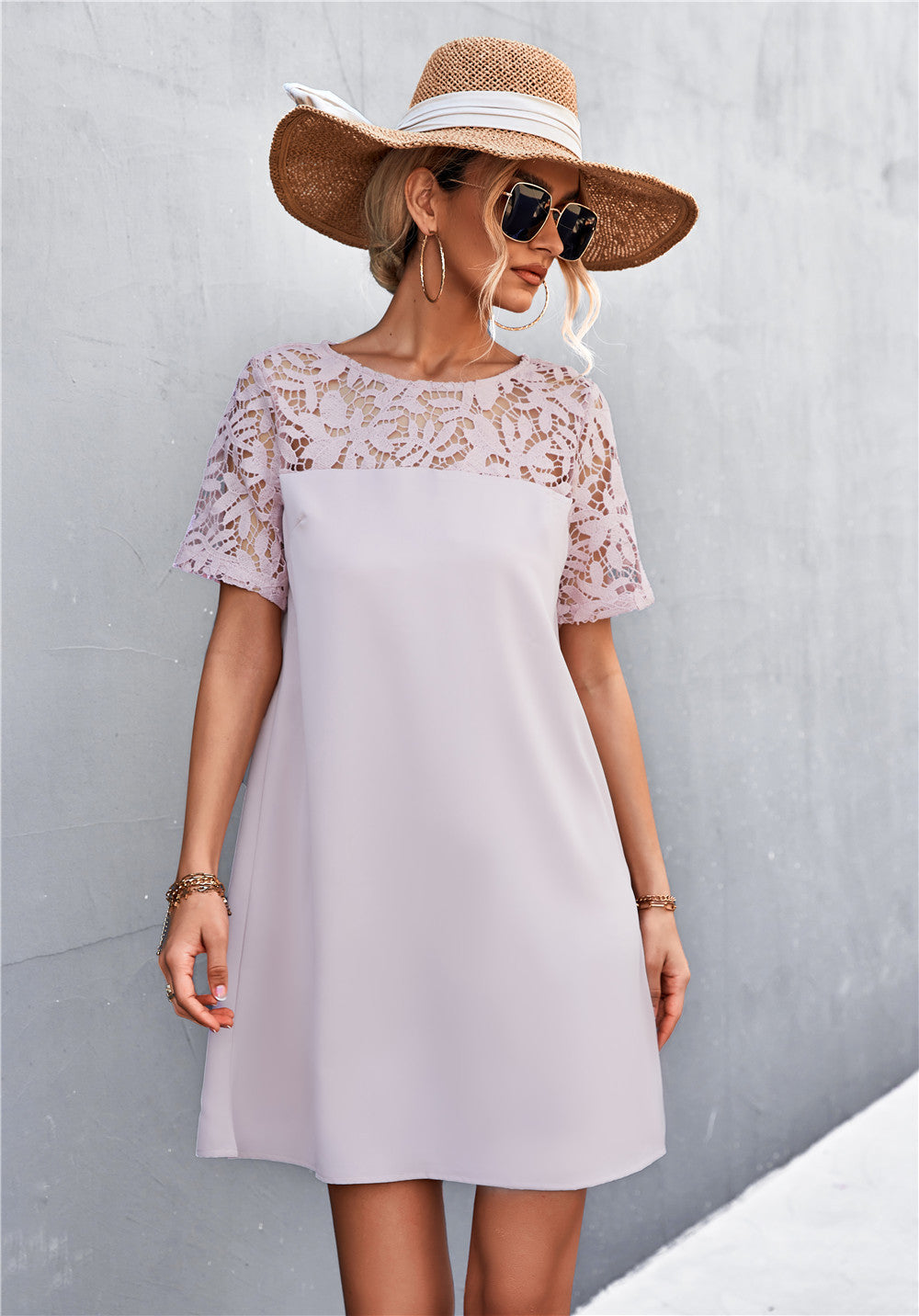 Damen Kleid mit Spitzenärmel R&B