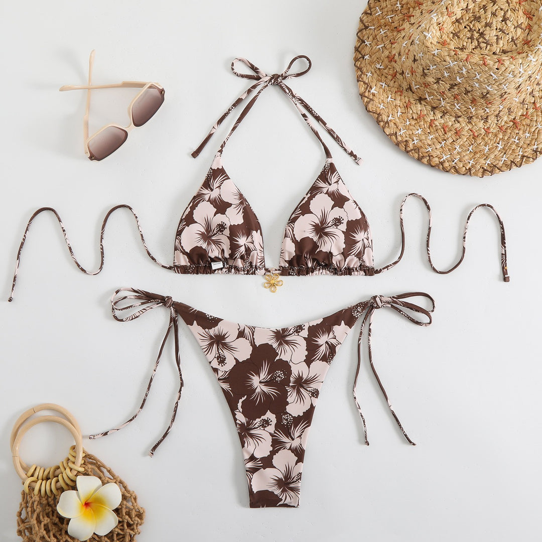 Damen Triangel-Bikini mit zierlichen Blumendetails R&B