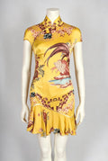 Damen Chiffon-Kleid mit asiatischem Design und Rüschendetails R&B