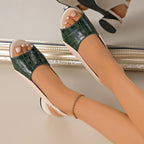 Damen Offene Clogs mit modischer Krokodil-Prägung R&B