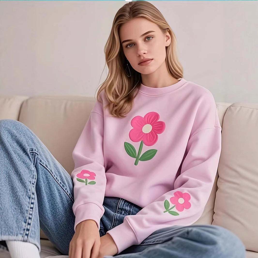 Damen Sweatshirt mit farbenfrohem Blumenmotiv R&B