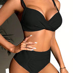 Damen Hochgeschnittener Bikini mit Wickeldesign und figurformenden Cups R&B