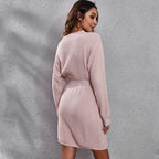 Damen Strickkleid mit V-Ausschnitt und lässigem Schnitt R&B