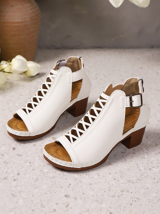 Damen nan Riemchen-Sandalette mit gekreuztem Riemchenmuster, Fersenreißverschluss und gepolstertem Komfortfußbett R&B