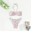 Damen Bandeau-Bikini-Set mit verspieltem Kirschmuster R&B
