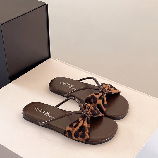 Damen elegante Riemchen-Sandalen mit großem Schleifenakzent R&B