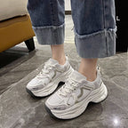 Damen Sportliche Chunky Sneakers mit atmungsaktiver Struktur und dämpfender Sohle