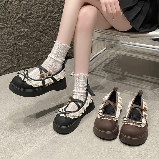 Damen Komfortable Plateau-Mules mit dekorativen Riemen und Schleifen-Detail R&B