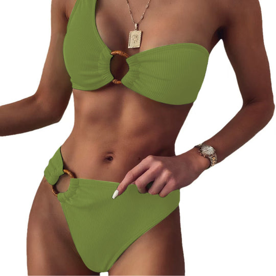 Damen Stilvoller Triangel-Bikini mit goldenen Details R&B