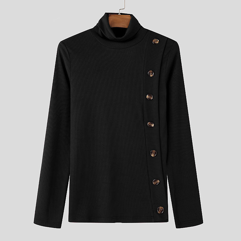 Damen Langarm Rollkragenpullover mit Knopfdetails R&B