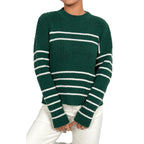 Damen gestrickter Pullover mit stylishem Streifenmuster R&B