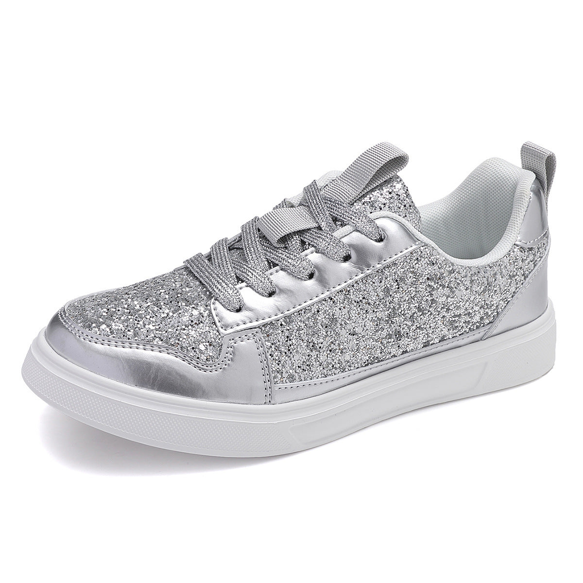 Damen nan Glitzer-Freizeitsneaker mit Metallic-Details, gepolstertem Einstieg und rutschfester Gummisohle R&B